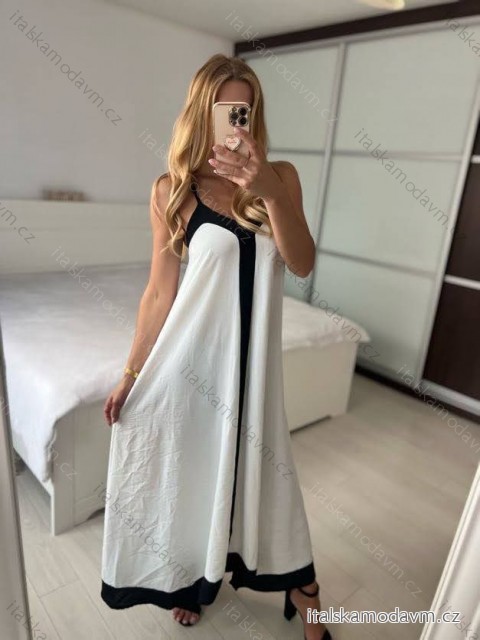Šaty dlhé letné na ramienka dámske (S/M ONE SIZE) TALIANSKA MÓDA IMPMD2419968L/DUR