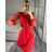 Šaty elegantní s přívěskem dlouhý rukáv dámské (S/M/L ONE SIZE) ITALSKÁ MÓDA IM424NEKLESA/DR S/M/L červená