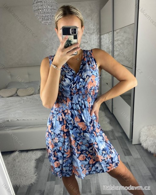 Šaty letní krátké bez rukávu dámské (M/L, XL/2XL)  IMB24D2202/DUR -   modrá -   M/L