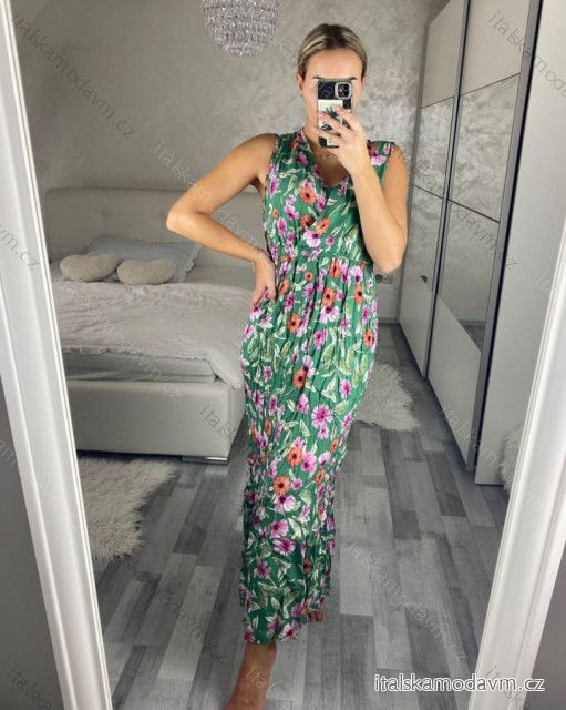 Šaty letné dlouhé bez rukávov dámske (M/L, XL/2XL) IMB24D2212/DUR -   zelená -   M / L