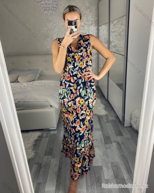 Šaty letní dlouhé bez rukávu dámské (M/L, XL/2XL)  IMB24D2212/DUR -   tmavě modrá -   M/L