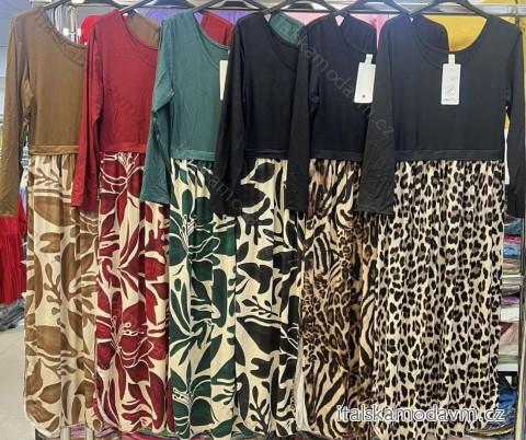 Šaty dlouhé elegantní dlouhý rukáv dámské (S/M ONE SIZE) IMM24M7007A