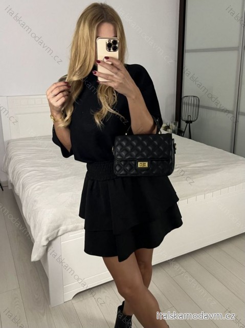 Svetr úpletový krátký rukáv dámský (S/M ONE SIZE) IMPMN24JB87607A/DU -   čierna -   S / M