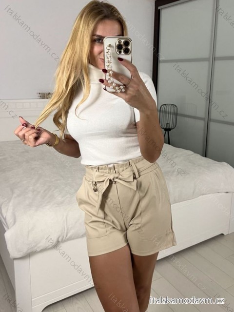 Sveter s rolákom krátky rukáv dámsky (S/M ONE SIZE) TALIANSKA MÓDA IMWMM232877/DR -   biela -   S / M