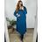 Šaty dlhé voľnočasové dlhý rukáv dámske nadrozmer (46/48/50 ONE SIZE) TALIANSKA MÓDA IMSM2424575/DUR modrá 48/50