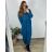 Šaty dlhé voľnočasové dlhý rukáv dámske nadrozmer (46/48/50 ONE SIZE) TALIANSKA MÓDA IMSM2424575/DUR modrá 48/50
