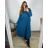 Šaty dlhé voľnočasové dlhý rukáv dámske nadrozmer (46/48/50 ONE SIZE) TALIANSKA MÓDA IMSM2424575/DUR modrá 48/50