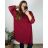 Šaty elegantní dlouhý  rukáv dámske nadrozmer (3XL/4XL ONE SIZE) TALIANSKA MóDA IM424BELLA/DU vínová 3XL/4XL