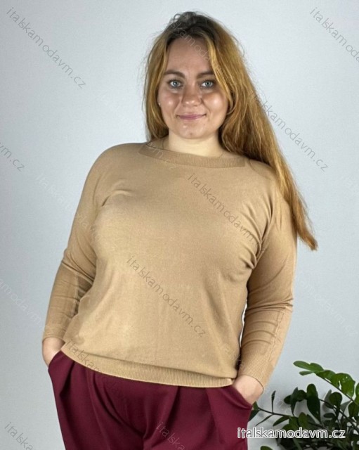 Svetr úpletový dlouhý rukáv dámský nadrozměr (50/52/54 ONE SIZE) ITALSKá MóDA IMSM24JK8116-64/DR