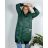 Bunda dlouhá s kapucí dámská nadrozměr (2XL/3XL ONE SIZE) ITALSKÁ MÓDA IM423WHITNEY/DUR smaragdová 2XL/3XL