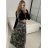 Sukně dlouhá s páskem dámská (S/M ONE SIZE) ITALSKÁ MÓDA IMWMY241109-2/DU -   Černo-bílá -   S/M