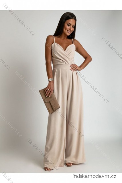 Overal dlhý elegantný na ramienka dámsky (S/M ONE SIZE) POLSKÁ MÓDA IMLAZ235673/DU -   béžová -   S/M/L