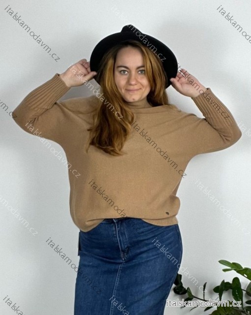 Svetr dlouhý rukáv dámský nadrozměr (50/52/54 ONE SIZE) TALIANSKA MóDA IMSN242352/DR