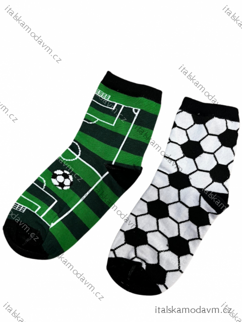 Ponožky veselé slabé dětské chlapecké fotbalové (29-31,32-34,35-37,38-41) POLSKÁ MODA DPP20040/DR 35-37 černo-zelená