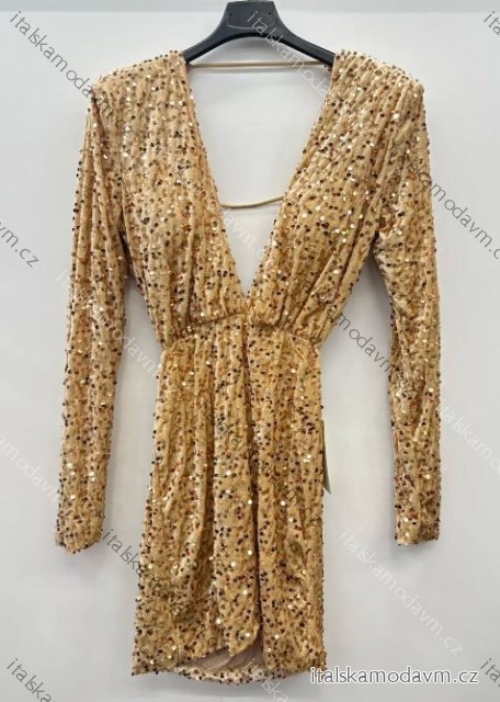 Šaty elegantné trblietavé s flitrami dlhý rukáv dámske (S/M/L ONE SIZE) TALIANSKA MÓDA IMPSH243780
