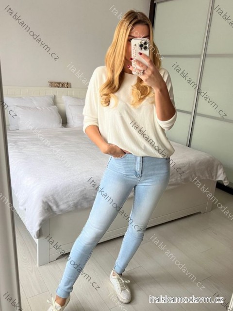 Svetr úpletový dlouhý rukáv dámský (S/M ONE SIZE) MB212463303/DU -   bílá -   S/M