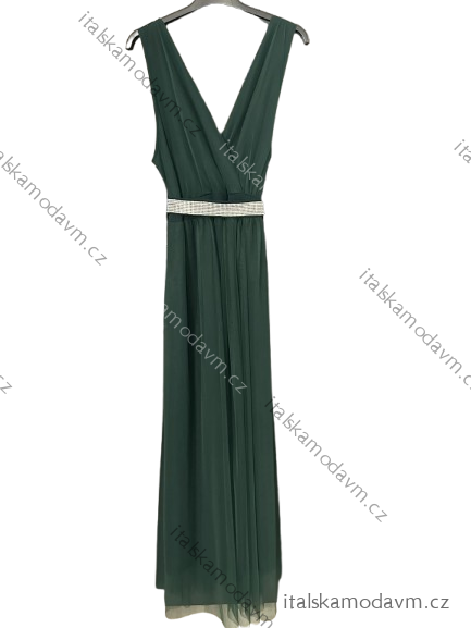 Šaty dlhé spoločenské elegantné plesové dámske (S/M ONE SIZE) TALIANSKA MÓDA IMM22Q52232/DUR smaragdová S/M/L