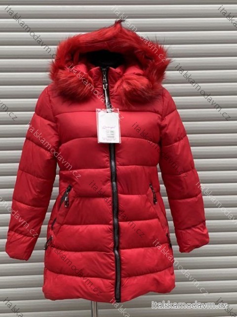 Bunda / Kabát zimná dámska (M-2XL) POĽSKÁ MÓDA HKW21Kn1968 červená S