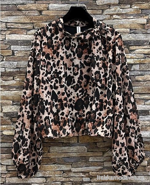 Blúzka dlhý rukáv dámska (S/M/L ONE SIZE) TALIANSKA MÓDA IMPES24ANIELLA5 hnedá S/M/L