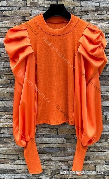 Halenka saténová dlouhý rukáv dámská (S/M/L ONE SIZE) ITALSKÁ MÓDA IMPES24AYO oranžová S/M/L