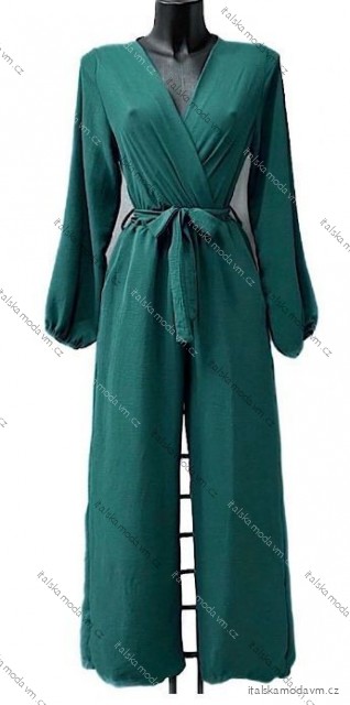 Overal dlouhý elegantní dlouhý rukáv dámský (S/M/L ONE SIZE) ITALSKÁ MÓDA IMPES24LIRELLE zelená smaragdová S/M/L