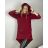 Mikina teplá prodloužená s kapucí dámská (S/M/L ONE SIZE) ITALSKÁ MÓDA IMD23721/DR S/M vínová