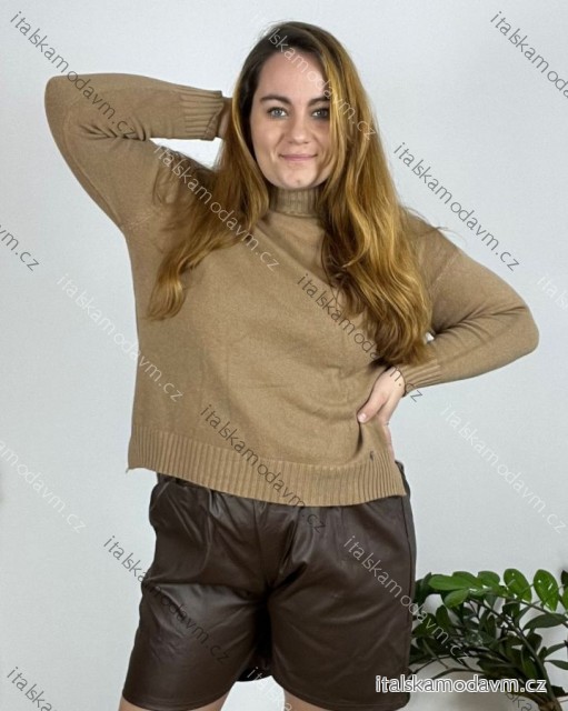 Svetr se stojáčkem dlouhý rukáv dámský nadrozměr (50/52/54 ONE SIZE) ITALSKá MóDA IMSM24BETTY-64/DR