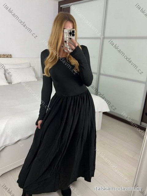 Šaty dlhé elegantný dlhý rukáv dámske (S/M ONE SIZE) TALIANSKA MÓDA IMM24M25599