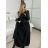 Šaty dlouhé elegantní dlouhý rukáv dámské (S/M ONE SIZE) ITALSKÁ MÓDA IMM24M25599 Černá S/M