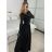 Šaty dlouhé elegantní dlouhý rukáv dámské (S/M ONE SIZE) ITALSKÁ MÓDA IMM24M25599 Černá S/M