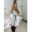 Tunika košilová dlouhý rukáv dámská (S/M/L ONE SIZE) ITALSKÁ MÓDA IMM24M3297/DUR hnědá ML