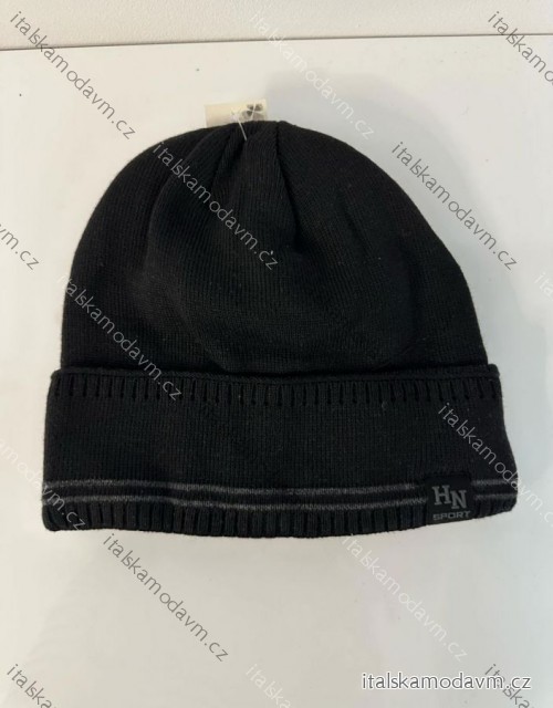 Čepice zimní zateplená flaušem pánská (ONE SIZE) POLSKÁ VÝROBA PVF20003/DR ONE SIZE Černá