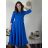 Šaty elegantní s páskem dlouhý rukáv dámské (S/M/L ONE SIZE) ITALSKÁ MÓDA IM424802