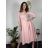 Šaty elegantní s páskem dlouhý rukáv dámské (S/M/L ONE SIZE) ITALSKÁ MÓDA IM424802