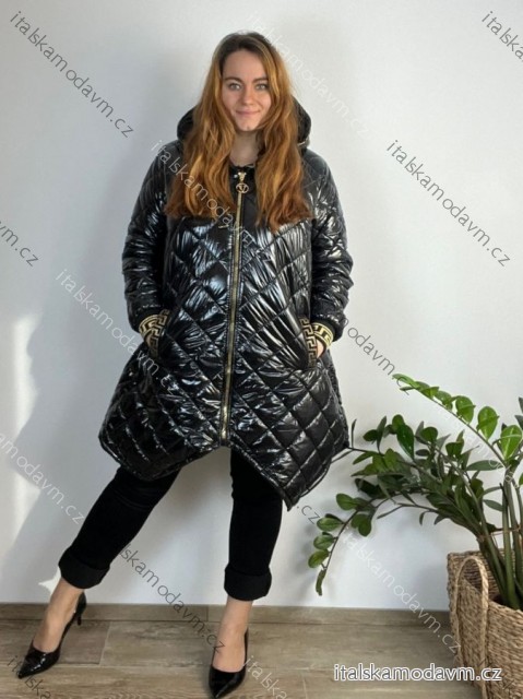 Bunda zimní šusťáková dlhý rukáv dámska nadrozmer (44-50 ONE SIZE) TALIANSKA MÓDA TMWOC243361-2/DR 46 čierna