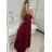 Šaty dlhé spoločenské na ramienka dámske (S/M ONE SIZE) TALIANSKA MÓDA IMPSH2380566/DU -   tmavo modrá -   S / M