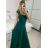 Šaty dlhé elegantné spoločenské trblietavé na ramienka dámske (S/M/L ONE SIZE) TALIANSKA MÓDA IM424771/DU -   béžová -   S / M