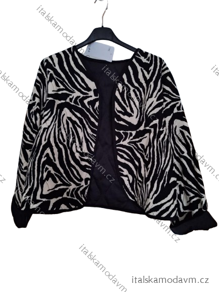 Bunda slabá dlouhý rukáv dámská (S/M/L ONE SIZE) ITALSKÁ MÓDA IMC24630-2/DU - Černo-bílá - S/M/L