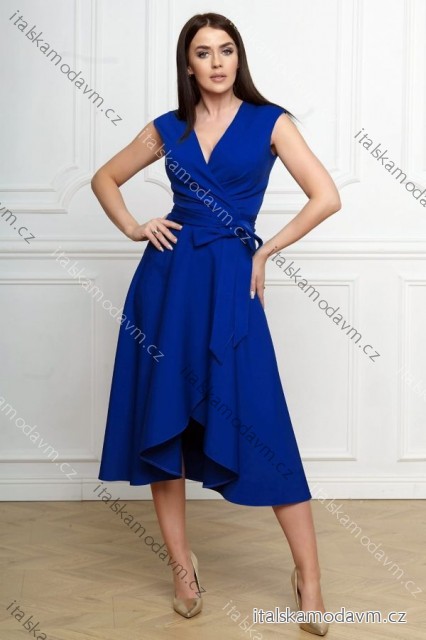 Šaty elegantní bez rukávu dámské nadrozměr (36-56) POLSKÁ MÓDA PMLBF24GRETA2 modrá královská 48