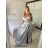 Šaty carmen dlouhé na ramínka elegantní saténové dámské (S/M ONE SIZE) ITALSKÁ MÓDA IMPBB22B22735/DR bílá