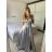 Šaty carmen dlouhé na ramínka elegantní saténové dámské (S/M ONE SIZE) ITALSKÁ MÓDA IMPBB22B22735/DR bílá
