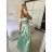 Šaty carmen dlouhé na ramínka elegantní saténové dámské (S/M ONE SIZE) ITALSKÁ MÓDA IMPBB22B22735/DR bílá
