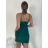 Šaty krátké elegantní společenské třpytivé na ramínka dámské  (S/M ONE SIZE) ITALSKÁ MÓDA IM424866/DR S / M zelená