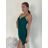 Šaty krátké elegantní společenské třpytivé na ramínka dámské  (S/M ONE SIZE) ITALSKÁ MÓDA IM424866/DR S / M zelená