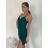Šaty krátké elegantní společenské třpytivé na ramínka dámské  (S/M ONE SIZE) ITALSKÁ MÓDA IM424866/DR S / M zelená