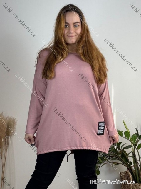 Svetr prodloužený lehký dlouhý rukáv dámský nadrozměr (54/56/58) ONE SIZE) ITALSKÁ MÓDA IM424KRISTY/DU