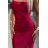 Šaty saténové dlouhé elegantní společenské na ramínka dámské (XS - XL) polská móda 483-5 DIANE NMC-483-5/DR červená XL