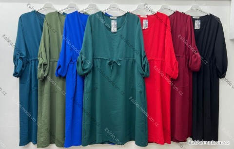 Šaty voľnočasové sťahovacie dlhý rukáv dámske nadrozmer (46/48/50 ONE SIZE) TALIANSKA MÓDA IM424862