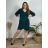 Šaty elegantní dlouhý rukáv dámské nadrozměr (44-52 ONE SIZE) ITALSKá MóDA IM424BELINDA/DU 48 tmavě smaragdová