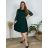 Šaty elegantní dlouhý rukáv dámské nadrozměr (2XL/3XL/4XL ONE SIZE) ITALSKá MóDA IM424VERONA/DUR smaragdová 3XL/4XL